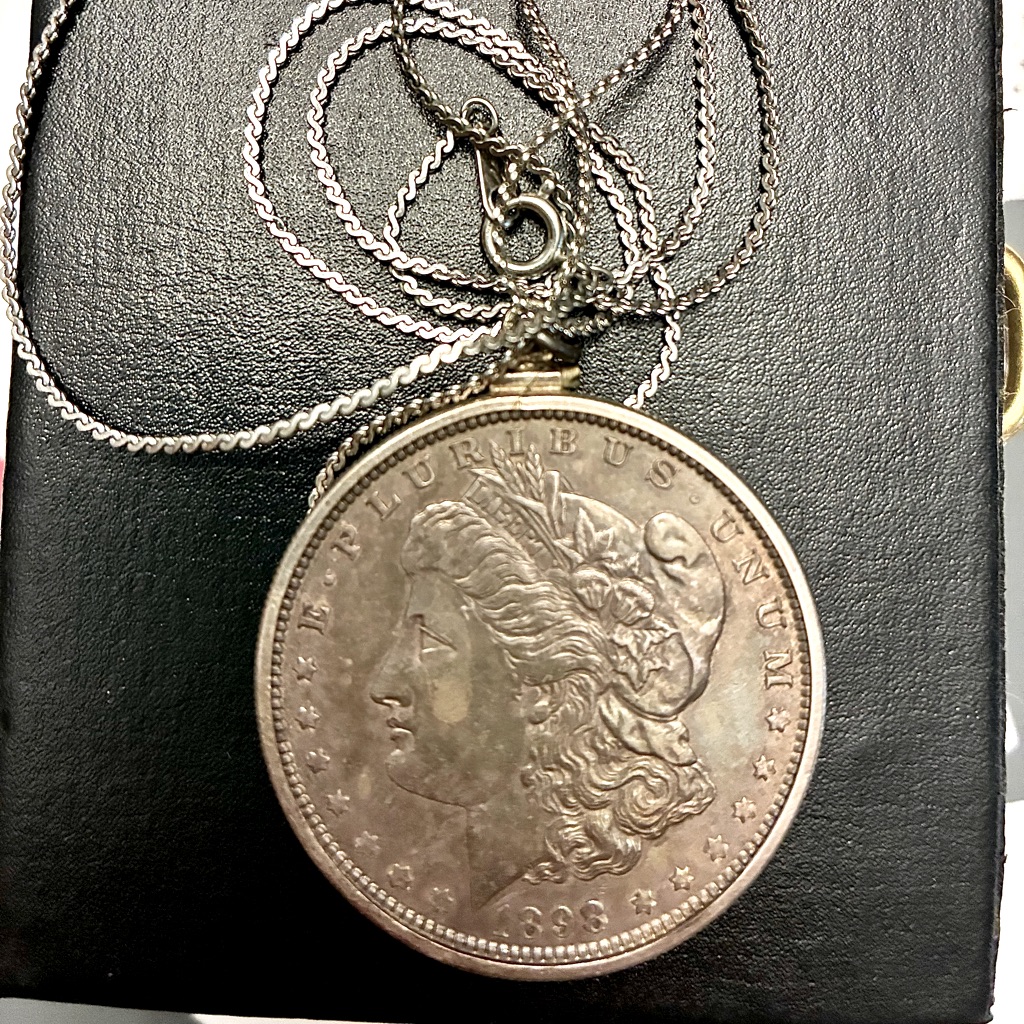 1898 Silver Morgan Coin Pendant Dollar Coin Necklace